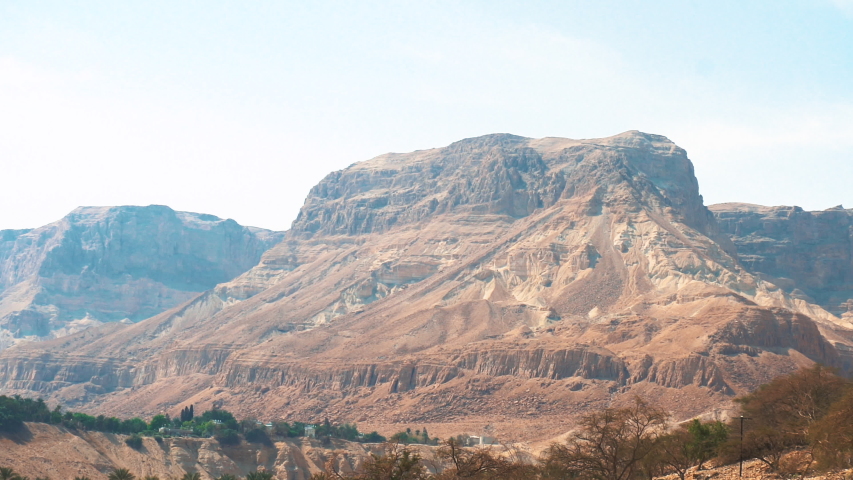 Rocky mountains in Ein Gedi Nature Park in Israel  4K