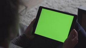 Women using tablet with touching screen for internet surfing on-line and e-mail reading. Modern device or ipad with big monitor. - Powered by Shutterstock - Get 15% off with code: PIKWIZARD15