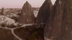 Cappadocia, Turkey span between the rocks on a drone