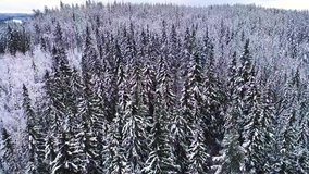 Jokkmokk/Sweden  video from Sweden countryside in the winter,taken by drone camera