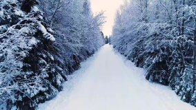 Jokkmokk/Sweden  video from Sweden countryside in the winter,taken by drone camera