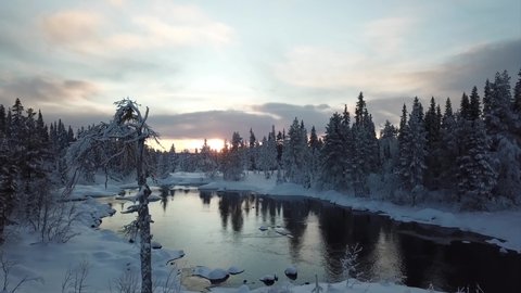 Abisko/Sweden video of the nature of Sweden ,taken by drone camera 
