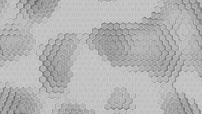 Motion graphic animation. Pulsating hexagon grid effect. Geometric transforming environment.