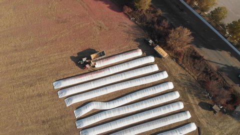 Silo Bag Grain Wheat Elevator Storage Agricultural Bulk Materials Aerial