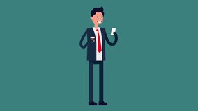 Person with coffee break time.Video relax concept. Video in cartoon style
