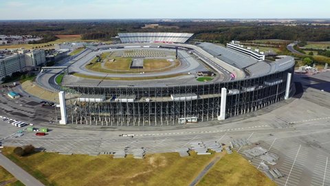Dover, DE/United States - October 20, 2019: This is an aerial shot of Dover International Speedway.  Dover International Speedway is a race track that host NASCAR, the USAC and the Indy Racing League.