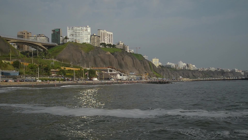 Shore buildings view fron the sea.