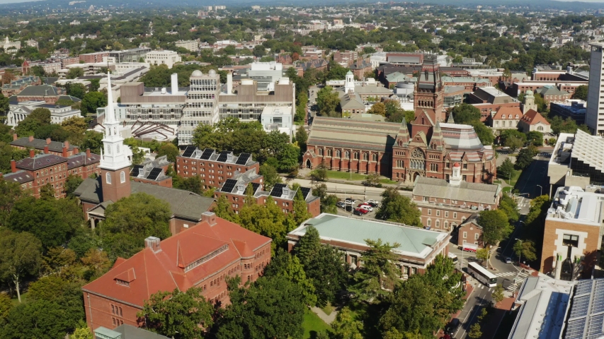 Cambridge, Massachusetts/USA - 09 18 2019: Aerial view of Harvard university in Cambridge, famous destination of Massachusetts, city of students, travel to Northeast of USA, beautiful parks and nature | Shutterstock HD Video #1039475753