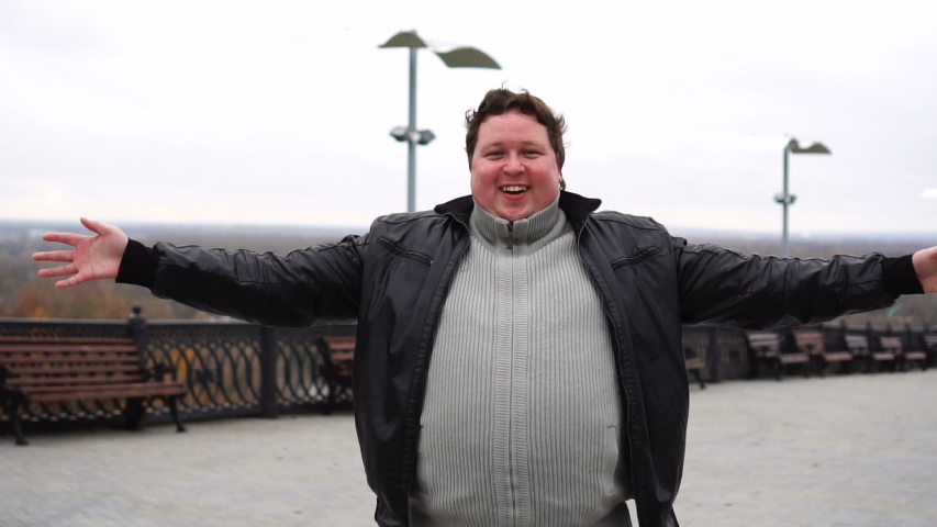 53 Fat Old Man Standing Up Stock Video 