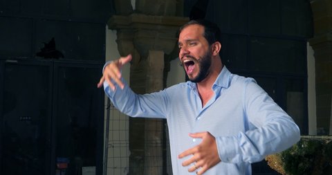 Opera Tenor Singer Emotional Performance In Lisbon, Portugal, 4K