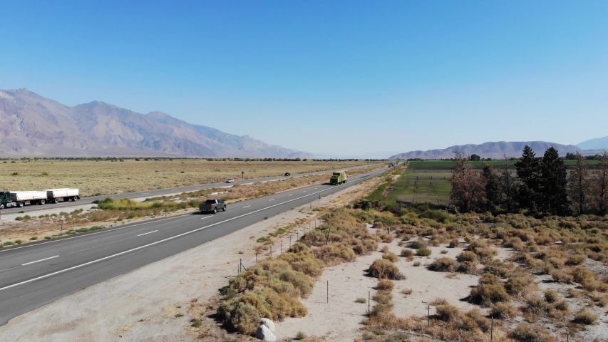 Road in the Middle of the Desert in California, Aerial View