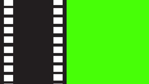 Film strip moving on green screen,vintage movie frame concept ,old camera roll style for advertising ,TV commercial, movie time, ads, web design, video editor, game,blogger, 4K Video loop