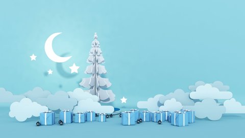 Christmas tree, Seamless loop 3D render animation 4k UHD 3840x2160