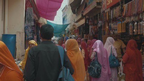 New Delhi / India - 09 01 2019: People Walking Down The Street