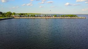 This video shows aerial shots of Canarsie Pier in Brooklyn, NY.  