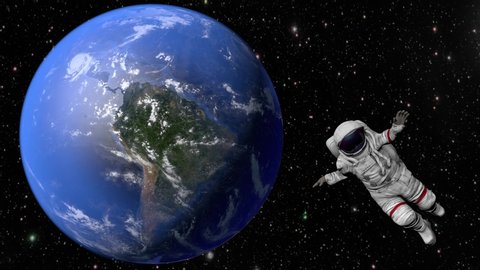 The astronaut hits planet Earth. Elements Of This Video Furnished By Nasa. 3D rendering