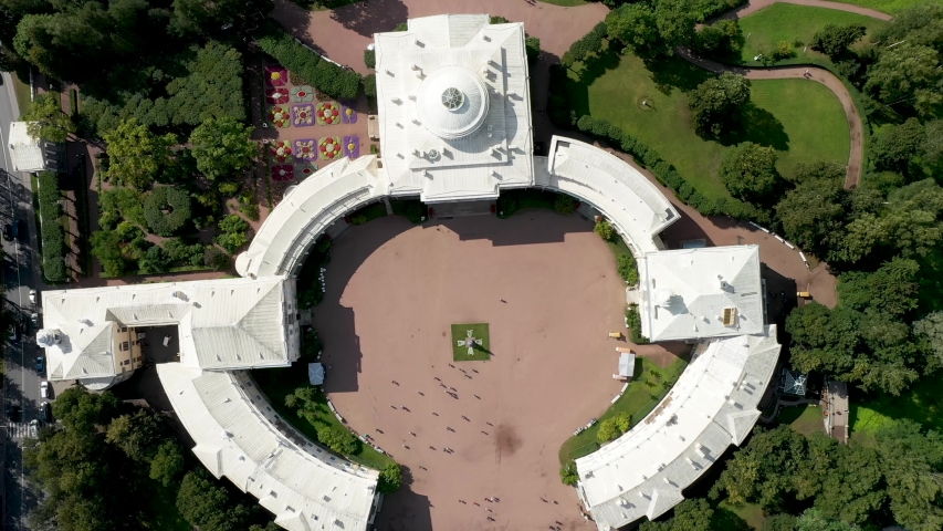 Pavlovsk Palace (Russia, St. Petersburg) aerial view in sunny day