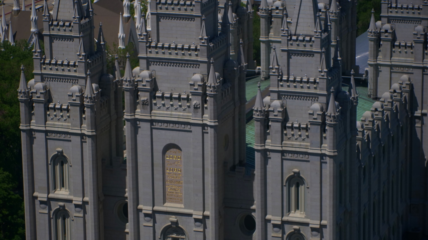 Time lapse of the Salt Lake City Temple located in Utah. Shadows are seen going by the temple.