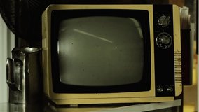 Apollo Saturn V Moonrocket Stage Seperation Footage on a Retro Television. Elements of this Video furnished by NASA. 