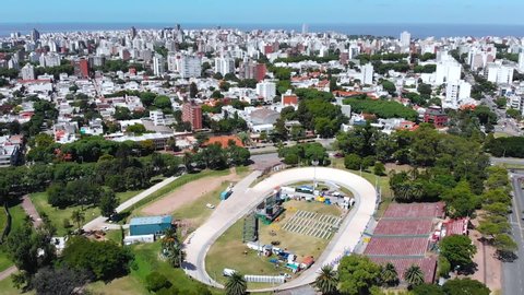 Municipal Velodrome, Batlle Park (Montevideo Uruguay) aerial view, drone footage