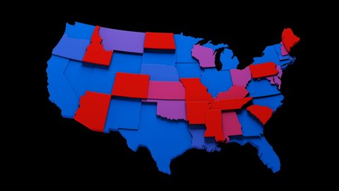 USA map - blue and red states loop
