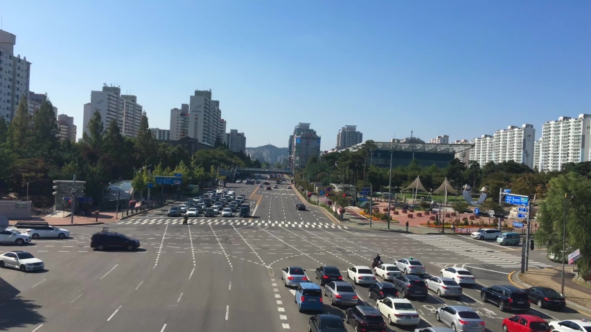 Traffic congestion in Bucheon, Gyeonggi-do, South Korea