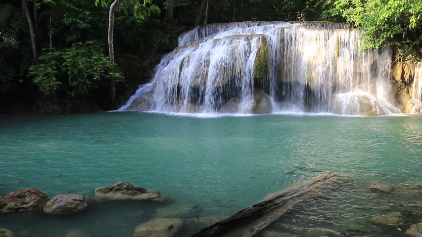 Beautiful Waterfall in the Green Stock Footage Video (100% Royalty-free ...