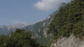 Top of the mount Olympus with famous Zeus throne and highes peak Mytikas 4K panning video