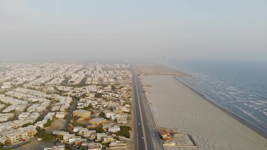 Front View Of Highway And City In Karachi Beach