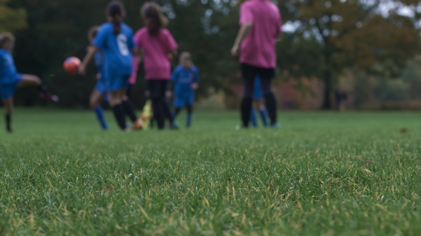 Girls pass ball while playing soccer match | Shutterstock HD Video #1039668980