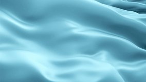Silk Flag Animation of Sky Blue color background video waving in wind. Realistic Light Blue Flag background. Sky Blue color Flag Looping Closeup 1080p Full HD footage. power Sky Blue Satin flag
