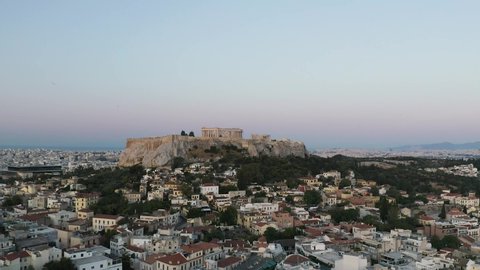 Parthenon, Acropolis, Athens, Greece. Drone Shot 4K Aerial