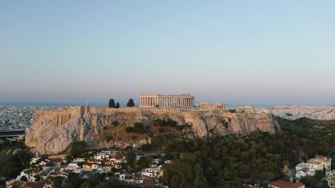 Athens Acropolis and Parthenon 4K Drone Rising Shot Athens Aerial