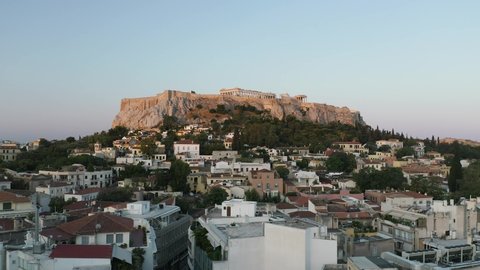 Parthenon, Acropolis, Athens, Greece. Drone Shot Birds Eye 4K Travel