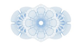 Light blue rotary linear rosette, passport fashion, money pattern, quality loop animation, guilloche