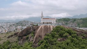A magnificent aerial view of The Basilica of the Archidiocesan Marian Shrine of Our Lady of Penha. 