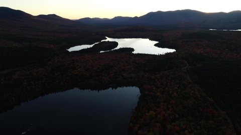 New England Pond and Fall Foliage Drone 4K