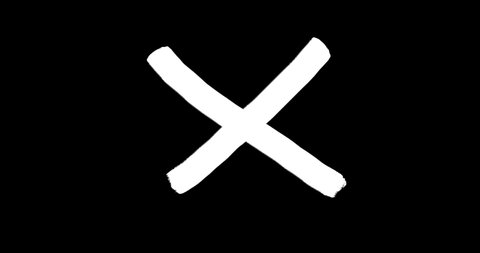 x cross symbol drawn on black background 