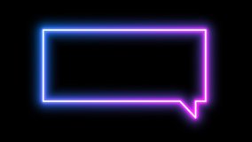 Set of 6 Speech and Thought Bubbles. Neon light animated lines drawn on and off. Glowing blue and pink colored bright lines on a black background. - Powered by Shutterstock - Get 15% off with code: PIKWIZARD15