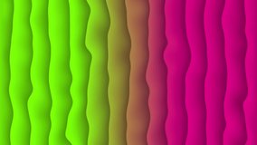 Pink and green gradient colorful animated motion background. Vertical flow of waving stripes.  4k 3d animation.