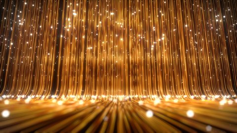 Golden luxury seamlessly looping animation for the awards ceremony, nightclub entertainment, fashion show or other festive events Video stock
