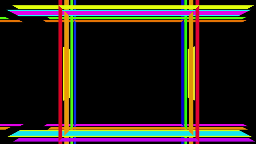 Animation of glowing vertical neon pink to blue lines on black ...