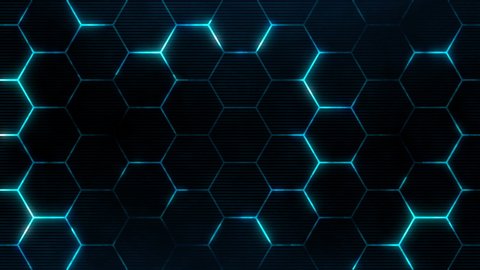 Futuristic surface concept with hexagons. Trendy sci-fi technology background with hexagonal pattern. Seamless loop. స్టాక్ వీడియో