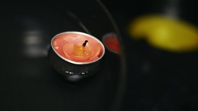 Diwali diya stock video, Wax flower shaped Lamp
