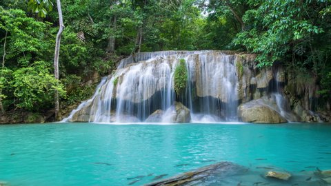 Waterfall Level 2 Erawan National Park Stock Footage Video (100% ...