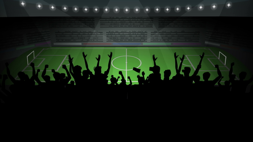 Cartoon Cheering Soccer Fans Crowd Brazil Football Animation