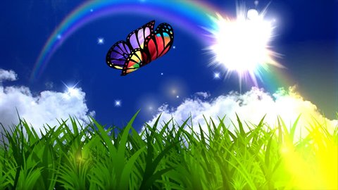 Butterflies Rainbow And Green Grass Stock Footage Video 100 Royalty Free Shutterstock