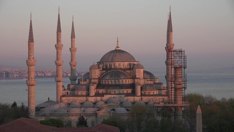 Istanbul. Sultanahmet mosque at sunset (The Blue Mosque)