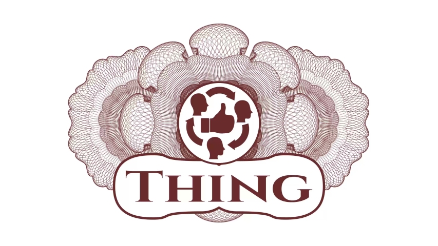 good customer feedback icon with text Thing inside Red rotary rosette, passport desgin, money pattern, premium loop animation, guilloche