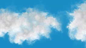 Beautiful white cloudscape soar across the screen  over a deep blue background. 